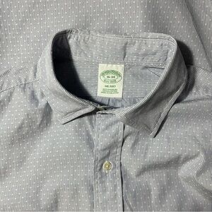 Brooks Brothers L/S Shirt MILANO 16x34 Light Blue Pattern Cotton Spread Collar